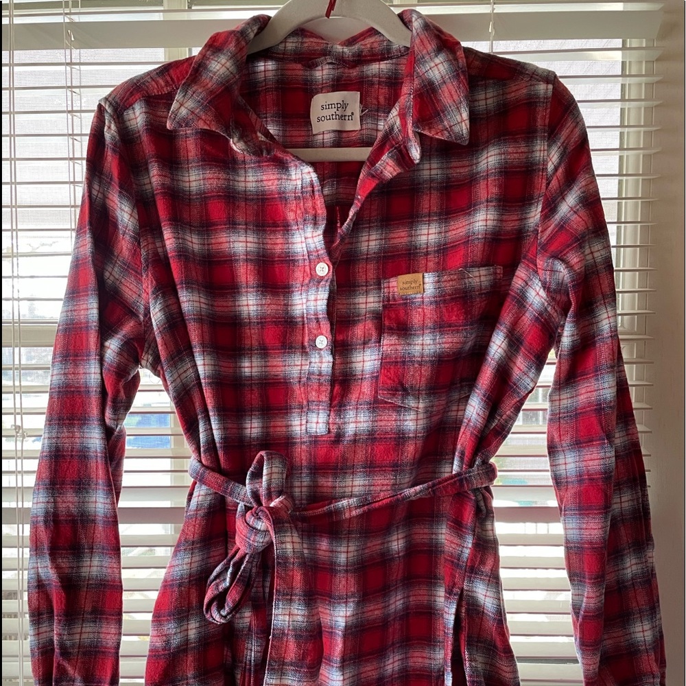 Simply Southern Flannel Dress with Belt